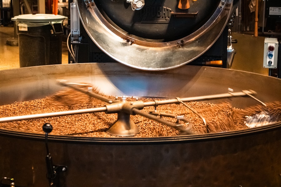 Photo coffee roasting machine