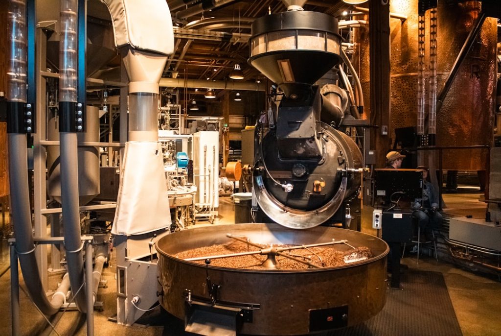 Photo coffee roasting machine
